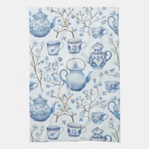 Chinoiserie Blauwe Bloemrijke Bruidsdouche Theedoek