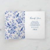 Chinoiserie Blauwe Bruiloftsborrel Bedankkaart (Binnen)