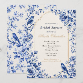 Chinoiserie Blauwe Bruiloftsborrel Kaart