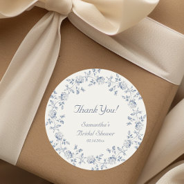 Chinoiserie Blauwe Bruiloftsontvangst Ronde Sticker