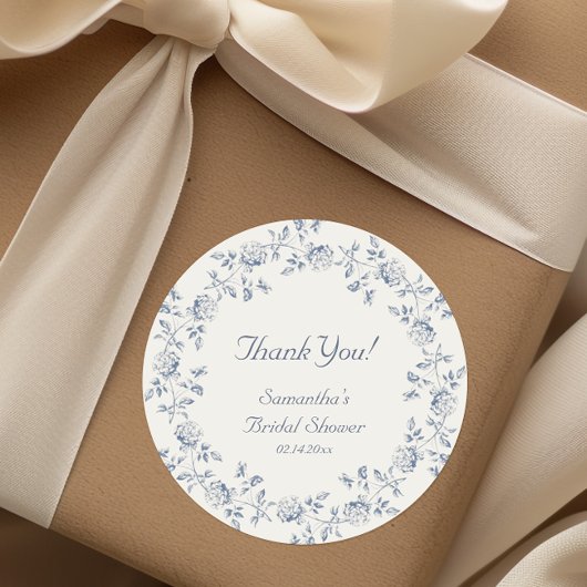 Chinoiserie Blauwe Bruiloftsontvangst Ronde Sticker