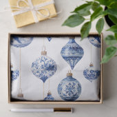 Chinoiserie Blauwe en Witte Kerst Ornamenten Tissuepapier (Geschenk)