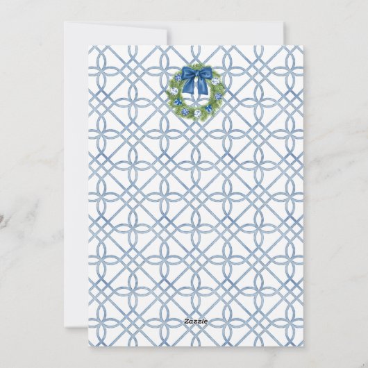 Chinoiserie Blauwe en Witte Kerstboom Feestdagenkaart (Achterkant)