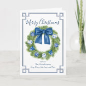 Chinoiserie Blauwe en Witte Krans Kaart (Voorkant)