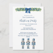 Chinoiserie Blauwe en Witte Notenkraker Kerstmis Kaart (Voorkant)