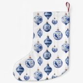 Chinoiserie Blauwe en Witte Ornamenten Kerst Kleine Kerstsok (Achterkant)