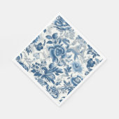 Chinoiserie Blauwe en Witte Pioenen Bloemen Servet (Hoek)