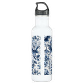Chinoiserie Blauwe en Witte Pioenen Bloemen Waterfles (Achterkant)