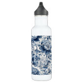 Chinoiserie Blauwe en Witte Pioenen Bloemen Waterfles (Rechts)