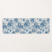 Chinoiserie Blauwe en Witte Pioenen Bloemen Yogamat (Achterkant (horizontaal))