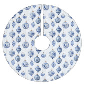 Chinoiserie Blauwe Kerstbal Kerstboom Kleed Rok (Voorkant)