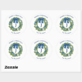 Chinoiserie Blauwe Kerstkrans Ronde Sticker (Vel)