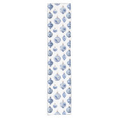 Chinoiserie Blauwe Kerstversieringen Korte Tafelloper (Voorkant)