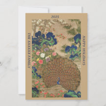Chinoiserie Blauwe Pauw met Exotische Bloementuin