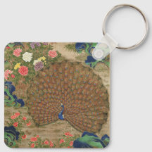 Chinoiserie Blauwe Pauw met Exotische Bloementuin