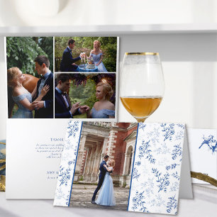Chinoiserie Blauwe Romantische Elegantie 4 Foto Hu Bedankkaart