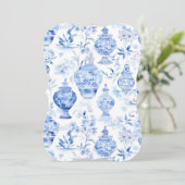 Chinoiserie Blauwe Uitnodiging (Staand voorkant)