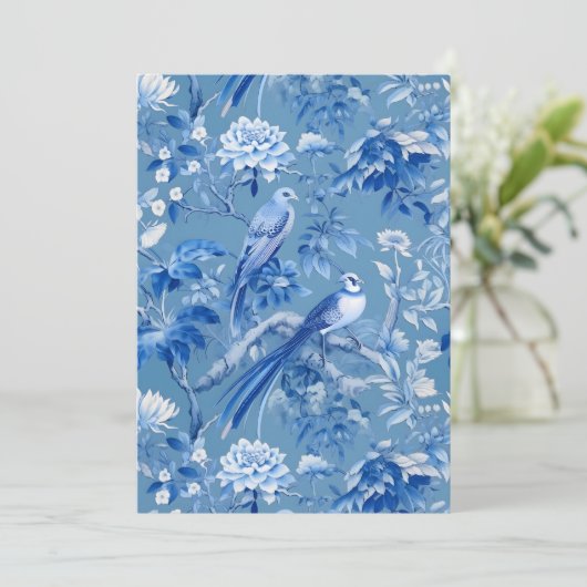 Chinoiserie Blauwe Uitnodiging (Staand voorkant)