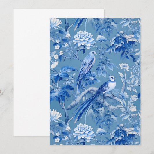 Chinoiserie Blauwe Uitnodiging (Voorkant / Achterkant)