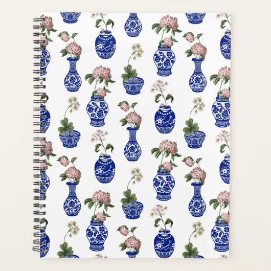 Chinoiserie blauwe vazen en bloemen planner (Voorkant)