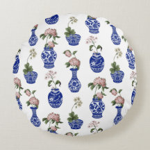 Chinoiserie blauwe vazen en bloemen 