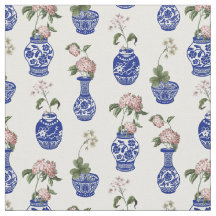 Chinoiserie blauwe vazen en bloemen 