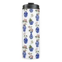 Chinoiserie blauwe vazen en bloemen