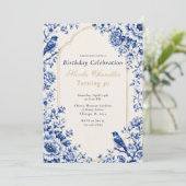 Chinoiserie Blauwe Verjaardag Kaart (Staand voorkant)