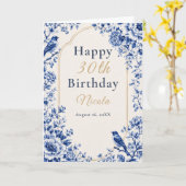 Chinoiserie Blauwe Verjaardag Kaart (Gele Bloem)