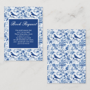 Chinoiserie Blauwe Vogels en Bloemen Baby Shower Informatiekaartje