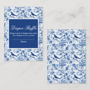 Chinoiserie Blauwe Vogels en Bloemen Baby Shower Informatiekaartje