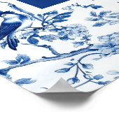 Chinoiserie Blauwe Vogels en Bloemen Bruiloft Fees Poster (Hoek)