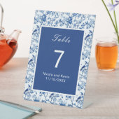 Chinoiserie Blauwe Vogels en Bloemen Bruiloft Reclamebord Met Voetstuk (Insitu)