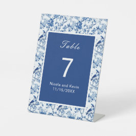 Chinoiserie Blauwe Vogels en Bloemen Bruiloft Reclamebord Met Voetstuk