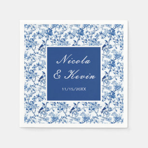 Chinoiserie Blauwe Vogels en Bloemen Bruiloft Servet