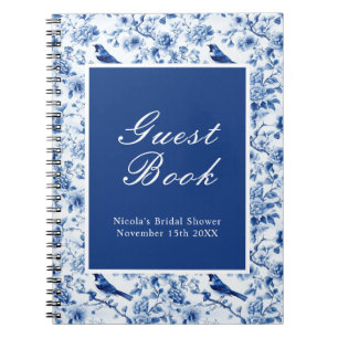 Chinoiserie Blauwe Vogels en Bloemen Bruiloftsfees Notitieboek