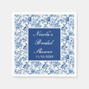 Chinoiserie Blauwe Vogels en Bloemen Bruiloftsfees Servet
