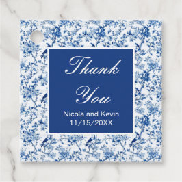 Chinoiserie Blauwe Vogels en Bloemen Huwelijk Bedankjes Labels