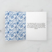 Chinoiserie Blauwe Vogels en Bloemen Huwelijk Bedankkaart (Binnen)