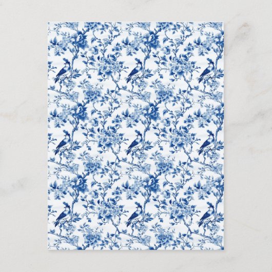 Chinoiserie Blauwe Vogels en Bloemen Huwelijk Informatiekaartje (Achterkant)