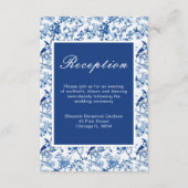 Chinoiserie Blauwe Vogels en Bloemen Huwelijk Informatiekaartje (Voorkant)