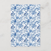 Chinoiserie Blauwe Vogels en Bloemen Huwelijk Informatiekaartje (Achterkant)