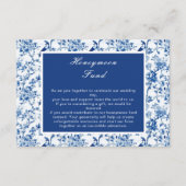 Chinoiserie Blauwe Vogels en Bloemen Huwelijk Informatiekaartje (Voorkant)