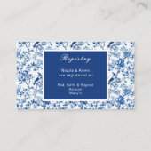 Chinoiserie Blauwe Vogels en Bloemen Huwelijk Informatiekaartje (Voorkant)