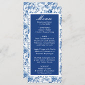 Chinoiserie Blauwe Vogels en Bloemen Huwelijk Menu (Voorkant / Achterkant)