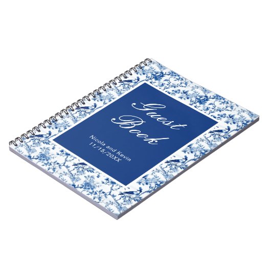 Chinoiserie Blauwe Vogels en Bloemen Huwelijk Notitieboek (Linkerzijde)
