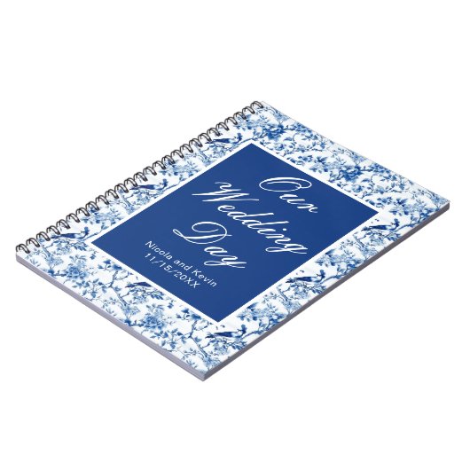 Chinoiserie Blauwe Vogels en Bloemen Huwelijk Notitieboek (Linkerzijde)
