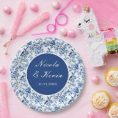 Chinoiserie Blauwe Vogels en Bloemen Huwelijk Papieren Bordje (Feest)