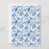 Chinoiserie Blauwe Vogels en Bloemen Huwelijk Save The Date (Achterkant)