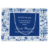 Chinoiserie Blauwe Vogels en Bloemen Verjaardag Groot Cadeauzakje (Achterkant)